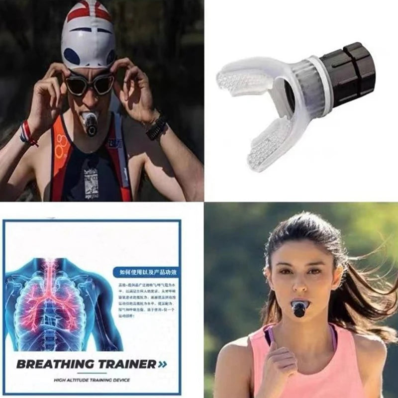 Lung exerciser, breathing, portable, for athletes